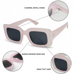 Oval Chunky 1970's Vintage Boxed Square Sunglasses - Pastel Pink Frame - Black - CY18EE3QT3R $14.65