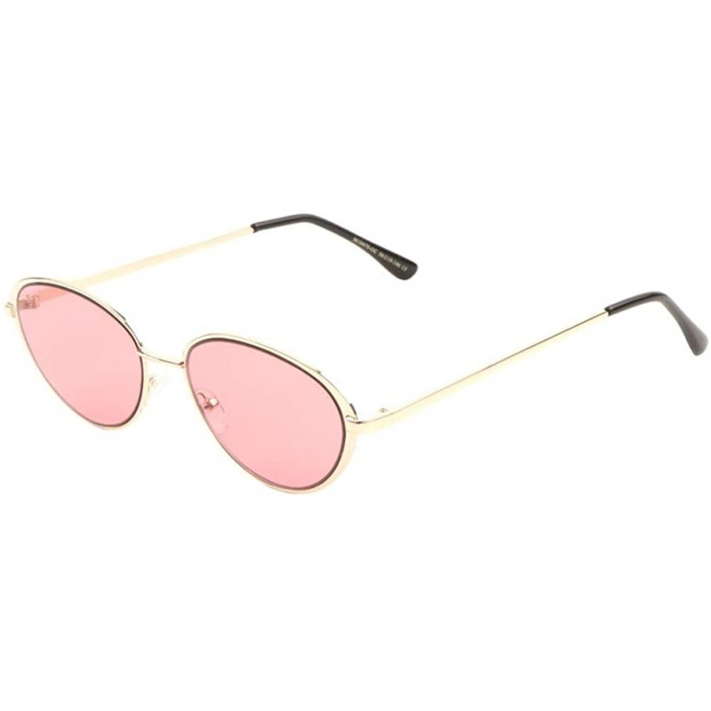 Cat Eye Oceanic Color Flat Frame Oval Cat Eye Sunglasses - Pink - C1190925HMH $12.81