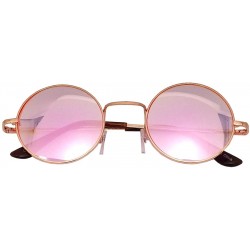Round Round Retro Small Circle Tint & Mirror Colored Lens 43-55 mm Sunglasses Metal - Round_45mm_rose_gold - CR184ADRSXG $18.98