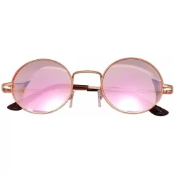 Round Round Retro Small Circle Tint & Mirror Colored Lens 43-55 mm Sunglasses Metal - Round_45mm_rose_gold - CR184ADRSXG $17.59