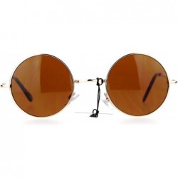 Round Retro 70s Hippie Round Circle Lens Sunglasses - Gold Brown - CW12B79NZLP $11.81