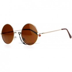Round Retro 70s Hippie Round Circle Lens Sunglasses - Gold Brown - CW12B79NZLP $11.81