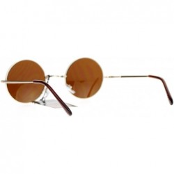 Round Retro 70s Hippie Round Circle Lens Sunglasses - Gold Brown - CW12B79NZLP $11.81