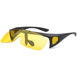 Goggle Polarized Flip up Sunglasses Fit Over Regular Glasses for Men Women - Black - Yellow Night Driving - CW18X84HD20 $13.77
