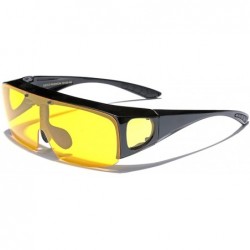 Goggle Polarized Flip up Sunglasses Fit Over Regular Glasses for Men Women - Black - Yellow Night Driving - CW18X84HD20 $13.77