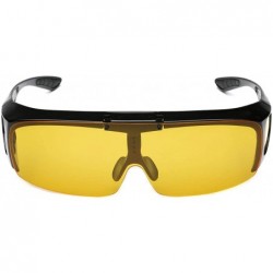 Goggle Polarized Flip up Sunglasses Fit Over Regular Glasses for Men Women - Black - Yellow Night Driving - CW18X84HD20 $13.77