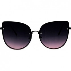 Butterfly Foxy Round Cateye Butterfly Sunglasses Womens Fashion Ombre Color Lens - Black (Black Pink) - CL18HYAG930 $25.20