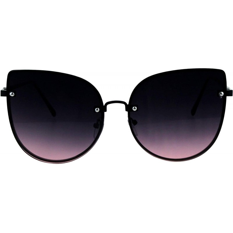 Butterfly Foxy Round Cateye Butterfly Sunglasses Womens Fashion Ombre Color Lens - Black (Black Pink) - CL18HYAG930 $10.47