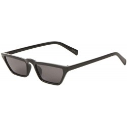 Cat Eye Curved Middle Top Bar Color Line Straight Cat Eye Sunglasses - Black - CK1993390RY $28.66