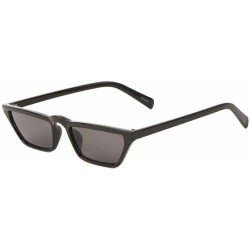 Cat Eye Curved Middle Top Bar Color Line Straight Cat Eye Sunglasses - Black - CK1993390RY $25.55