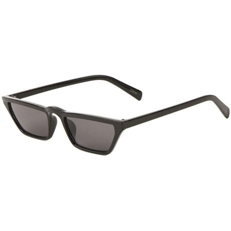 Cat Eye Curved Middle Top Bar Color Line Straight Cat Eye Sunglasses - Black - CK1993390RY $13.12
