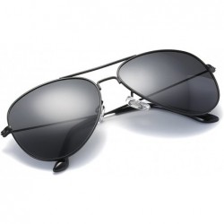 Wrap Classic Aviator Flat Lens Sunglasses For Women And Men Metal Frame - Black Frame/Grey Mirrored Lens - CH18DZW3ZDT $7.35