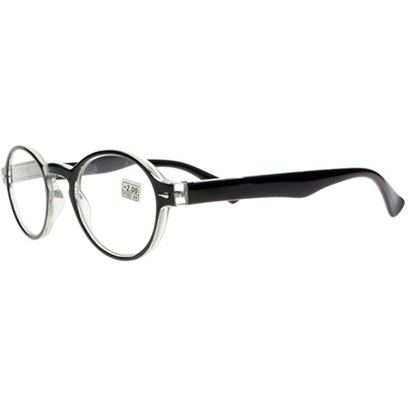 Oval Stylish Oval Round Frame Silver Rivets Reading Glasses Comfort Fit Men and Women - Black - CK187N530CU $8.06