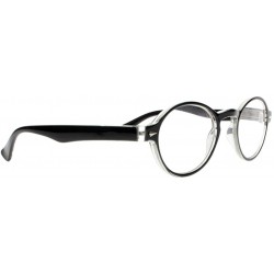 Oval Stylish Oval Round Frame Silver Rivets Reading Glasses Comfort Fit Men and Women - Black - CK187N530CU $8.06