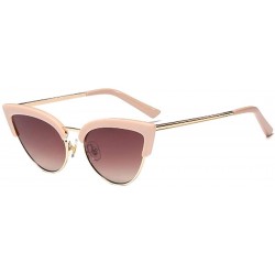 Cat Eye Women's Fashion Resin Cat Eye Half-Frame UV400 Protection Sunglasses - Pink Brown - CS18W7C963W $27.09