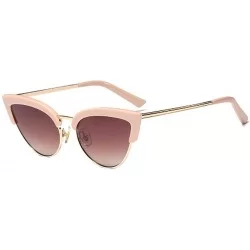 Cat Eye Women's Fashion Resin Cat Eye Half-Frame UV400 Protection Sunglasses - Pink Brown - CS18W7C963W $45.75