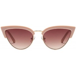 Cat Eye Women's Fashion Resin Cat Eye Half-Frame UV400 Protection Sunglasses - Pink Brown - CS18W7C963W $27.09