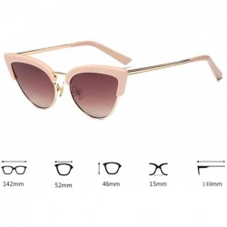 Cat Eye Women's Fashion Resin Cat Eye Half-Frame UV400 Protection Sunglasses - Pink Brown - CS18W7C963W $27.09