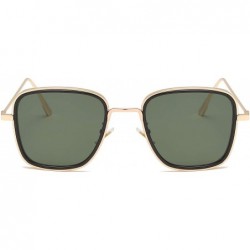 Goggle Vintage Square Sunglasses for Men Women Steampunk Style Metal Gold Frame Sun Glasses UV400 Protection S2000A - CN18ZXU...