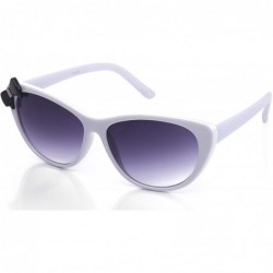 Cat Eye Newbee Fashion Women High Fashion Elegant Cat Eye Sunglasses with Bow - White/Black - C611DCO4ZRR $18.57