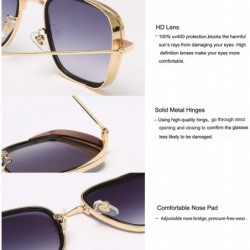 Goggle Vintage Square Sunglasses for Men Women Steampunk Style Metal Gold Frame Sun Glasses UV400 Protection S2000A - CN18ZXU...