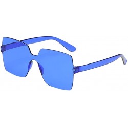 Rimless Unisex Jelly Square Sunglasses Sexy Retro Women Men Candy Color Integrated UV Outdoor Glasses - P - CE196U4ONI6 $16.45