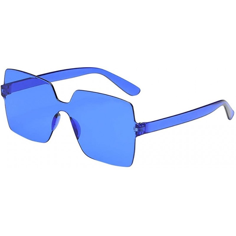 Rimless Unisex Jelly Square Sunglasses Sexy Retro Women Men Candy Color Integrated UV Outdoor Glasses - P - CE196U4ONI6 $6.91