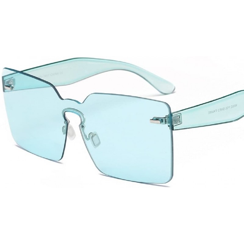 Oversized Spring Summer Oversized Women Square Sunglasses Fashion Men Rimless Tint Lens Glasses - 5 - CG184K8X4IE $8.84