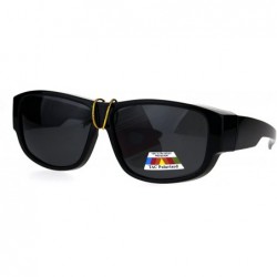 Rectangular Polarized Mens Fitover OTG Light Weight Rectangular Sunglasses - Shiny Black - CZ1863CAGEQ $8.93