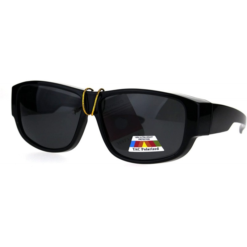 Rectangular Polarized Mens Fitover OTG Light Weight Rectangular Sunglasses - Shiny Black - CZ1863CAGEQ $8.93