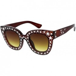 Oversized Horn Tip Rhinestone Cat Eye 80s Retro Fashion Sunglasses - Red - C518U0OLG2G $20.93
