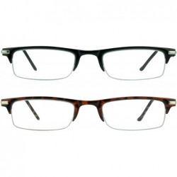 Rimless Reading Glasses Thin Semi Rimless rectangular Frame 2 Pairs Multi Pack Men Women - Black & Tortoise - CR1885YWKA7 $28.87