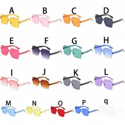 Rimless Unisex Jelly Square Sunglasses Sexy Retro Women Men Candy Color Integrated UV Outdoor Glasses - P - CE196U4ONI6 $6.91