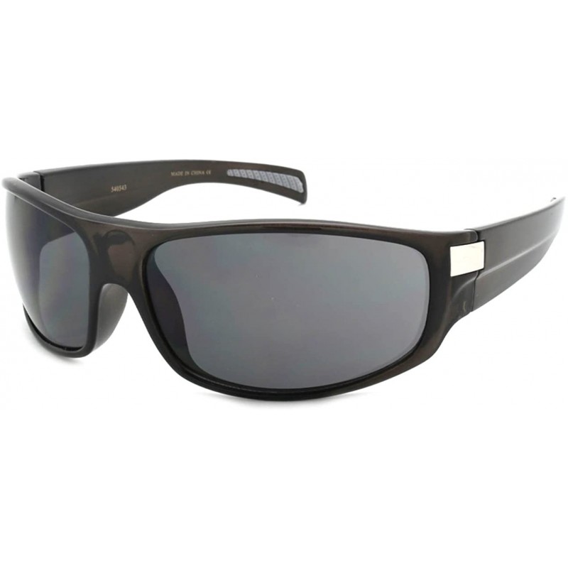 Wrap Sporty Wrap Style Sunglasses w/Solid Lens 540543-SD - Clear Grey - CD12NRNM6G7 $11.16