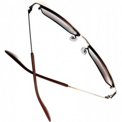 Rectangular Polarized Classic Sunglasses Razor Thin Brushed Metal Stainless Steel - Brown - CO189AM5M55 $25.28