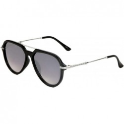 Aviator Classic Sport Luxury Retro Aviator Sunglasses - Black & Silver Frame - CD18ZEAE9YC $8.60