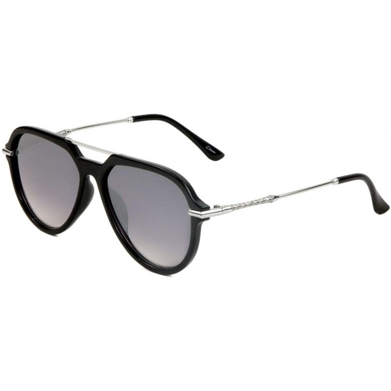 Aviator Classic Sport Luxury Retro Aviator Sunglasses - Black & Silver Frame - CD18ZEAE9YC $23.45
