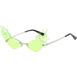 Round UV Protection Sunglasses for Women Men Rimless frame Cat-Eye Shaped Plastic Lens and Frame Sunglass - Green - CX1903237...