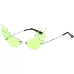 Round UV Protection Sunglasses for Women Men Rimless frame Cat-Eye Shaped Plastic Lens and Frame Sunglass - Green - CX1903237...