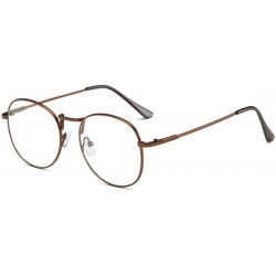 Round Men women retro glasses full frame round resin lenses myopia glasses - Bronze - CX18EA9DEUN $47.29