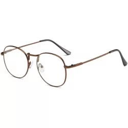 Round Men women retro glasses full frame round resin lenses myopia glasses - Bronze - CX18EA9DEUN $27.63