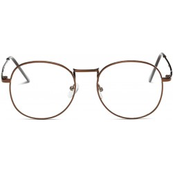 Round Men women retro glasses full frame round resin lenses myopia glasses - Bronze - CX18EA9DEUN $27.63