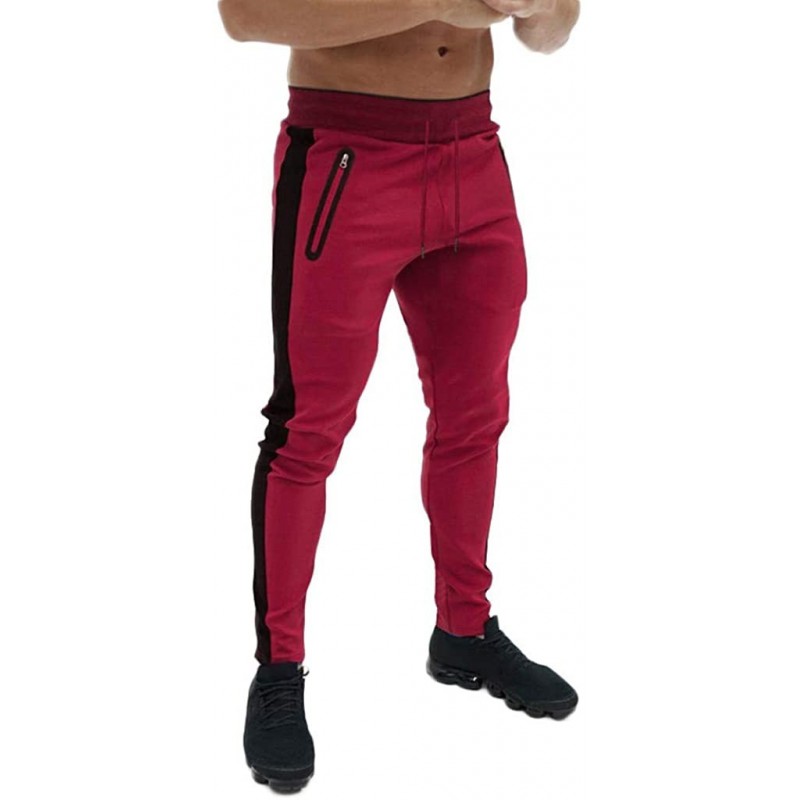 Sport Pants for Men Splicing Printed Overalls Casual Pocket Sport Work Casual Trouser Pants - Red - CB18SL44YMW $13.69