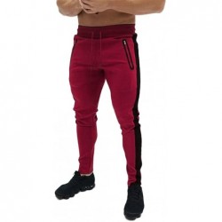 Sport Pants for Men Splicing Printed Overalls Casual Pocket Sport Work Casual Trouser Pants - Red - CB18SL44YMW $13.69