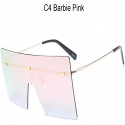 Square Oversized Brown Sunglasses Women Retro Vintage Sunglasses Luxury Rimless Eyewear - C4 Bardie Pink - CZ18Y7DTWQQ $42.07