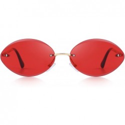 Oval Women Rimless Oval Sunglasses Gradient Lens UV400 Protection S6157 - Red - CI18CHU7E2N $11.61