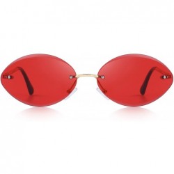 Oval Women Rimless Oval Sunglasses Gradient Lens UV400 Protection S6157 - Red - CI18CHU7E2N $11.61