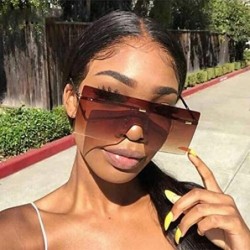 Square Oversized Brown Sunglasses Women Retro Vintage Sunglasses Luxury Rimless Eyewear - C4 Bardie Pink - CZ18Y7DTWQQ $23.00