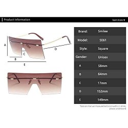 Square Oversized Brown Sunglasses Women Retro Vintage Sunglasses Luxury Rimless Eyewear - C4 Bardie Pink - CZ18Y7DTWQQ $23.00