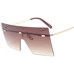 Square Oversized Brown Sunglasses Women Retro Vintage Sunglasses Luxury Rimless Eyewear - C4 Bardie Pink - CZ18Y7DTWQQ $23.00